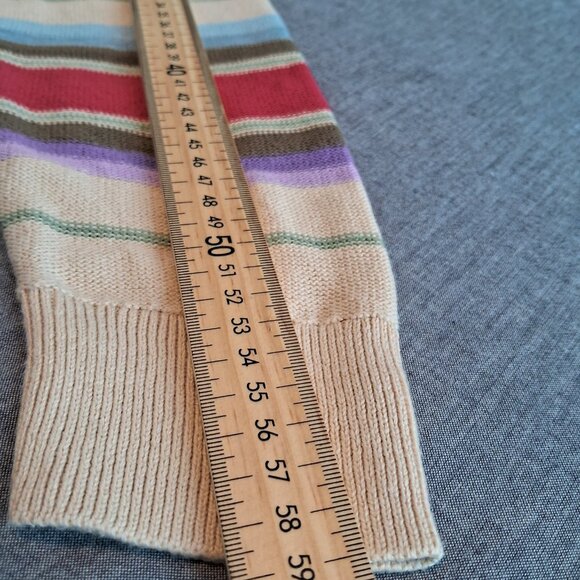 Chaps Colorful Stripe Lace Up V Neck Long Sleeve Sweater Women's - Picture 6 of 7